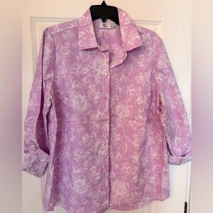 Kim Rogers Light Purple Floral Button Down Shirt
